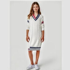 Free Assembly Tennis cable knit pattern Girl's Dress Size M
